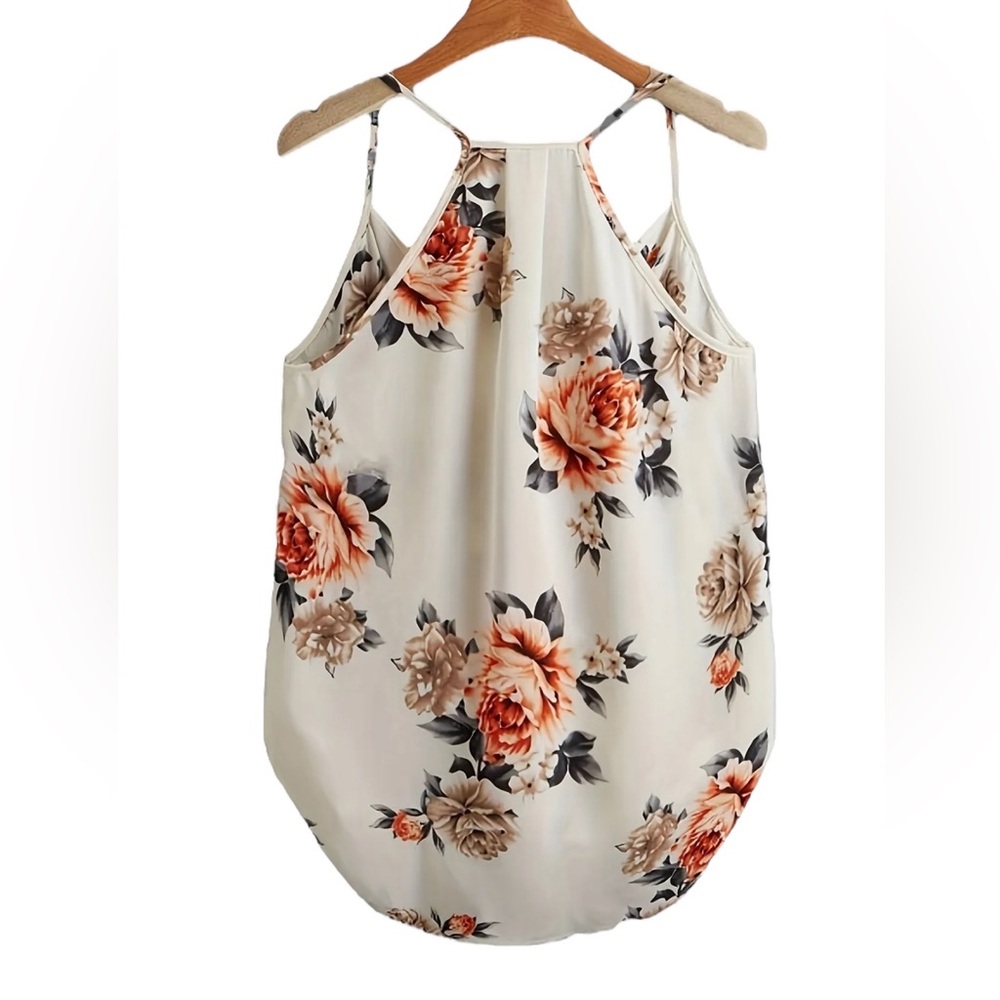 Women’s Floral Spaghetti Strap Tank Top - Picture 2 of 2